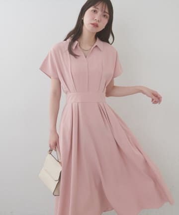 natural couture(ナチュラルクチュール) 【大人気リバイバル】涼しげスキッパー衿お上品ワンピース