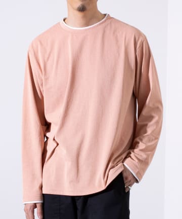 【GLOSTER】フェード加工 天竺 フェイクレイヤード ロングスリーブTシャツ