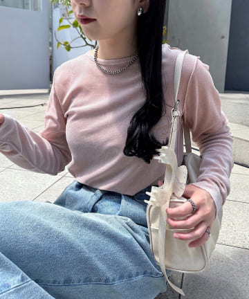 Kastane(カスタネ) リボン開きチュールTEE
