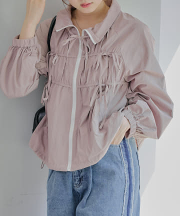 NICE CLAUP / OLIVE des OLIVE OUTLET(ナイスクラップ  / オリーブ デ オリーブ アウトレット) 【RMAF】【MARCHES】【トレンド感満載】リボンブルゾン