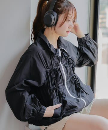 NICE CLAUP / OLIVE des OLIVE OUTLET(ナイスクラップ  / オリーブ デ オリーブ アウトレット) 【RMAF】【MARCHES】【トレンド感満載】リボンブルゾン