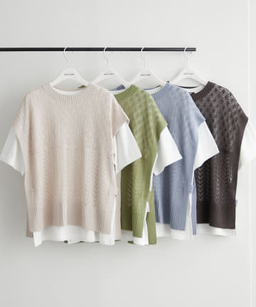 【万能アイテムセット】透かしベスト+TシャツSET
