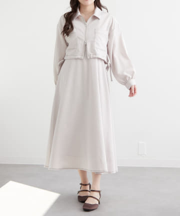 NICE CLAUP / OLIVE des OLIVE OUTLET(ナイスクラップ  / オリーブ デ オリーブ アウトレット) 【RMAF】配色ステッチジャケット+ワンピースセット