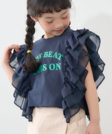 CIAOPANIC TYPY(チャオパニックティピー) 【KIDS】ドッキングフリルチュールロゴTEE