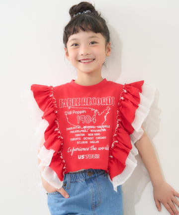 CIAOPANIC TYPY(チャオパニックティピー) 【KIDS】ドッキングフリルチュールロゴTEE