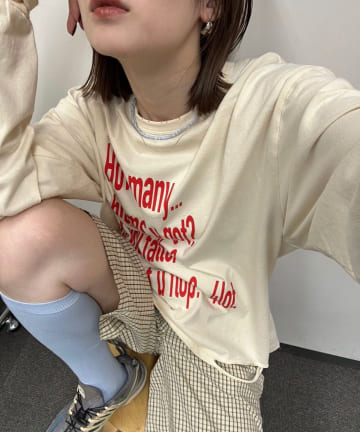 CIAOPANIC(チャオパニック) ヴィンテージライクメッセージロンTEE