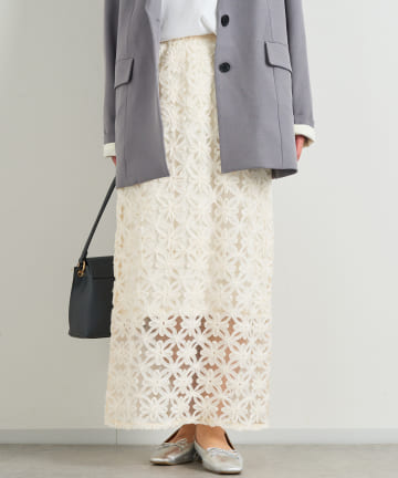 OUTLET(アウトレット) 【un dix cors】anana/コードレース刺繍スカート