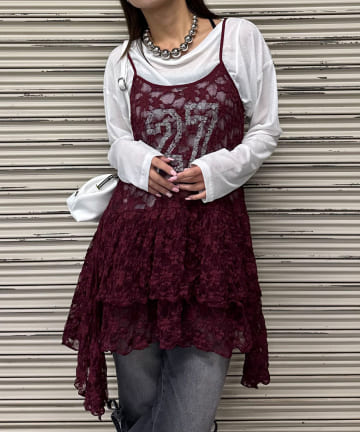 CIAOPANIC(チャオパニック) レースチュニックナンバリングイレヘムワンピース