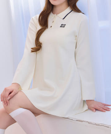 NICE CLAUP / OLIVE des OLIVE OUTLET(ナイスクラップ  / オリーブ デ オリーブ アウトレット) 【one after another】ポロ襟ニットワンピース