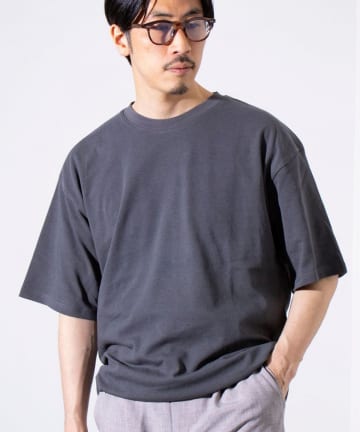 FREDY & GLOSTER(フレディ アンド グロスター) 【GLOSTER】裾ドロスト 機能素材Tシャツ 無地T ショートスリーブ
