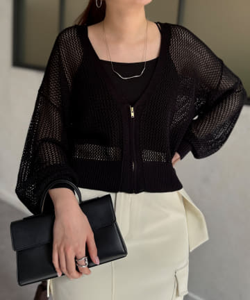 Chez toi(シェトワ) メッシュニットカーディガン