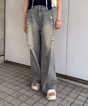 [mline]クラッシュダメージデニム