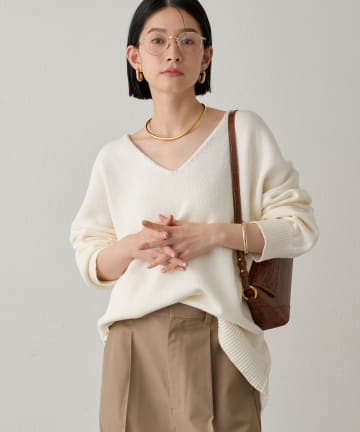 OUTLET(アウトレット) 【Loungedress】コットンVニット