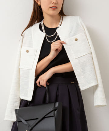 NOLLEY'S(ノーリーズ) ウォッシャブルツイーディージャージノーカラージャケット