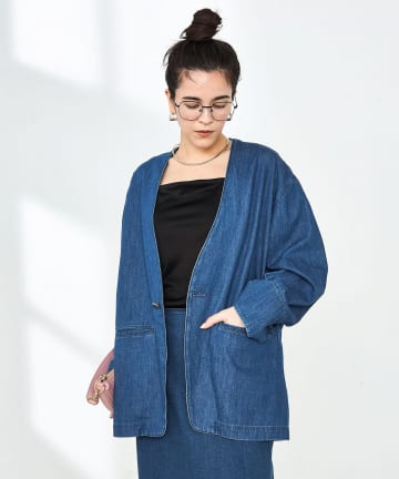 【RM denim】刺繍入りジャケット風デニムシャツ