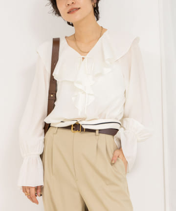 NOLLEY'S(ノーリーズ) シアーラッフルブラウス