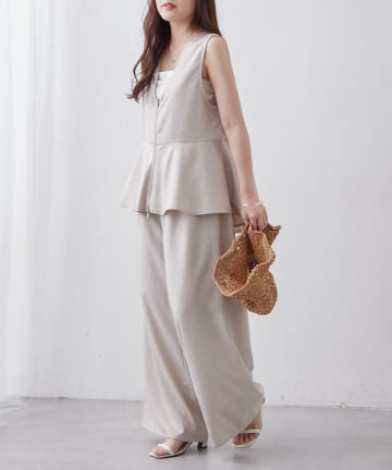 NICE CLAUP / OLIVE des OLIVE OUTLET(ナイスクラップ  / オリーブ デ オリーブ アウトレット) 【RMAF】【セットアップ】前ZIPペプラムベスト＆ワイドパンツ