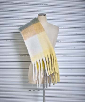-goocy-(グーシー) フェイクウール起毛チェックマフラー
