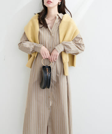 NICE CLAUP / OLIVE des OLIVE OUTLET(ナイスクラップ  / オリーブ デ オリーブ アウトレット) 【natural couture】カラーストライプシャツワンピース