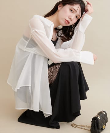 natural couture(ナチュラルクチュール) 【大人ナチュ】バックフレアシャツ