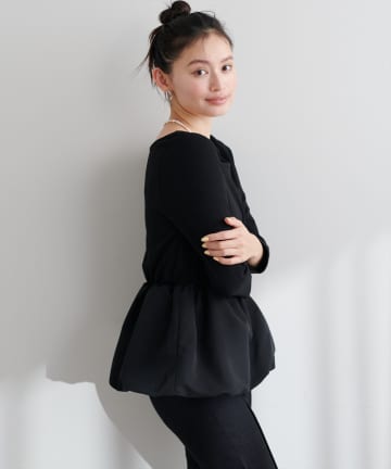natural couture(ナチュラルクチュール) 【大人ナチュ】バルーンヘム×リブトップス