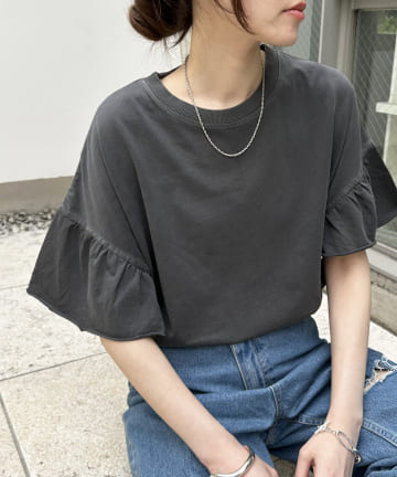 DISCOAT(ディスコート) 【SS先行予約】ピグメントフリルTシャツ
