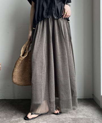 DOUDOU(ドゥドゥ) 【WEB限定】ラメチュールフレアスカート