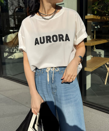 DOUDOU(ドゥドゥ) リネンライクハイツイストAURORAロゴTEE