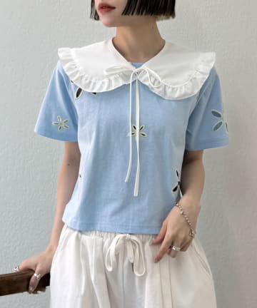 フラワーアイレットTシャツ
