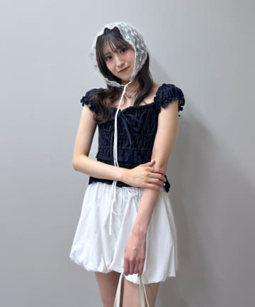 [mline]シャーリングフレンチブラウス
