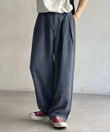 CPCM(シーピーシーエム) ピグメントリネン混トラウザーパンツ