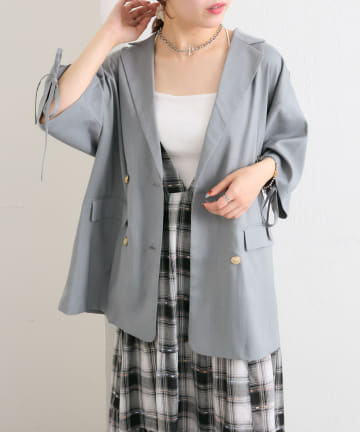 w closet(ダブルクローゼット) 半袖袖リボンBIGテーラードジャケット