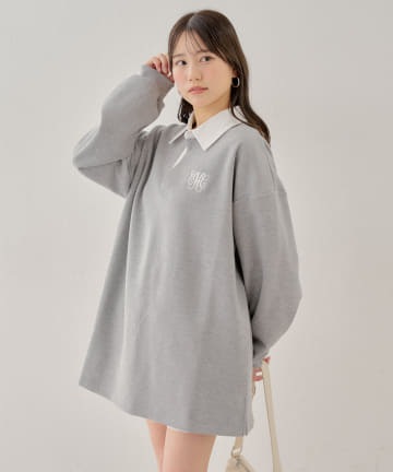 OUTLET(アウトレット) 【Chico】襟付きスキッパーロゴ入りミニワンピース