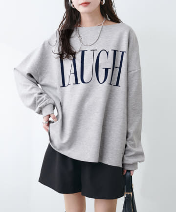 NICE CLAUP / OLIVE des OLIVE OUTLET(ナイスクラップ  / オリーブ デ オリーブ アウトレット) 【natural couture】裏起毛ロゴ入りプルオーバー