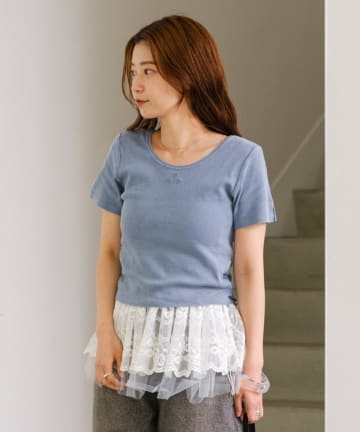 Kastane(カスタネ) 【XS.Fサイズ展開/4色展開】ピグメント刺繍ロゴTEE