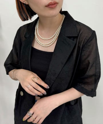 パール／メタルマルチロングネックレス