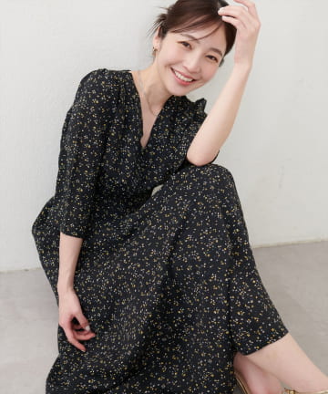 レトロ小花ワンピース