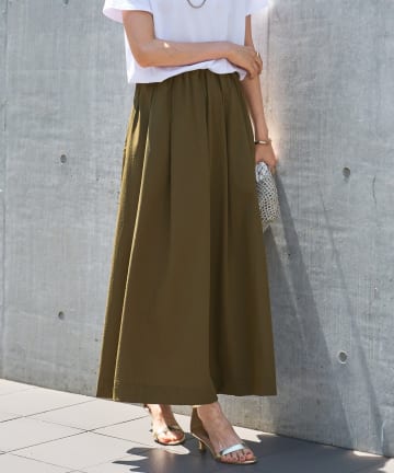 un dix cors(アンディコール) 《夏に快適・セットアップ対応◎》撥水加工・接触冷感タックギャザーフレアスカート