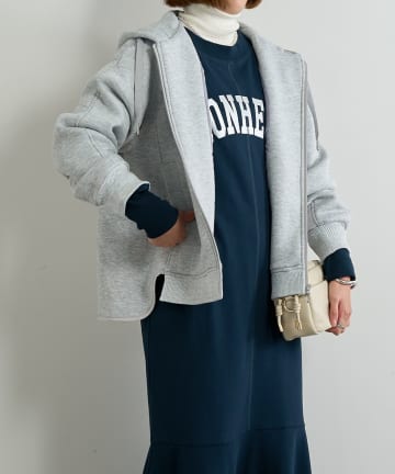 un dix cors(アンディコール) 《大人カジュアルに◎》モスダンボール中綿切替フードジャケット
