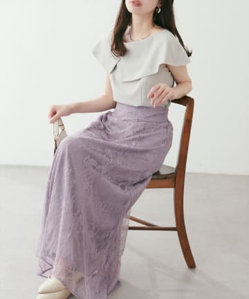 natural couture(ナチュラルクチュール) osono長さ変えれる配色レーススカート