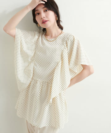 WEB限定 /【mamamo】ヴィンテージサテンラッフルブラウス