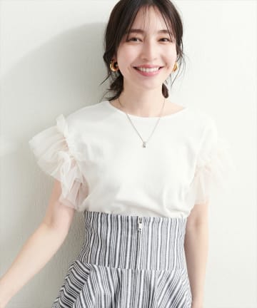 【WEB限定】チュールフリルドッキングニット