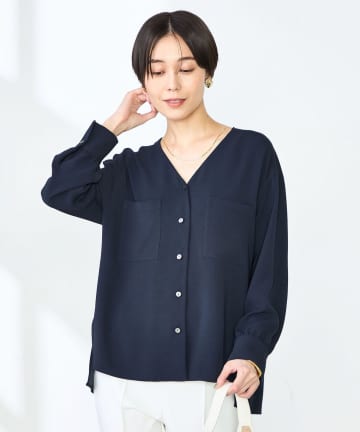 NOLLEY'S(ノーリーズ) 《セットアップ対応》ニュアンスジョーゼットVネックブラウス
