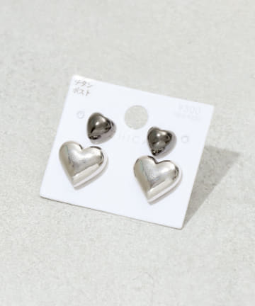 メタルハートピアス4個セット