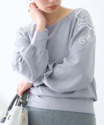 NICE CLAUP / OLIVE des OLIVE OUTLET(ナイスクラップ  / オリーブ デ オリーブ アウトレット) 【natural couture】コード刺しゅうカットソー