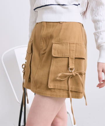 NICE CLAUP / OLIVE des OLIVE OUTLET(ナイスクラップ  / オリーブ デ オリーブ アウトレット) 【OLIVE des OLIVE】ゆらゆらリボンカーゴミニスカー