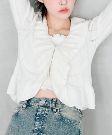 NICE CLAUP / OLIVE des OLIVE OUTLET(ナイスクラップ  / オリーブ デ オリーブ アウトレット) 【OLIVE des OLIVE】ラッフルカーデ