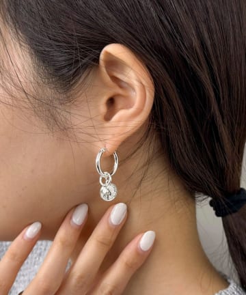 アシメコインリングピアス