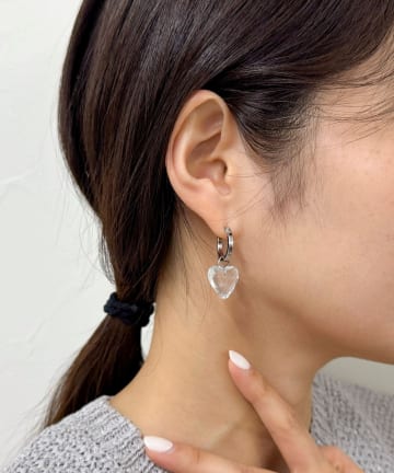 クリアハートリングピアス