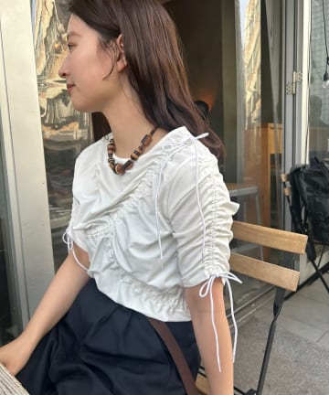 Kastane(カスタネ) 【eguchi企画/WEB限定】シャーリングデザインTEE